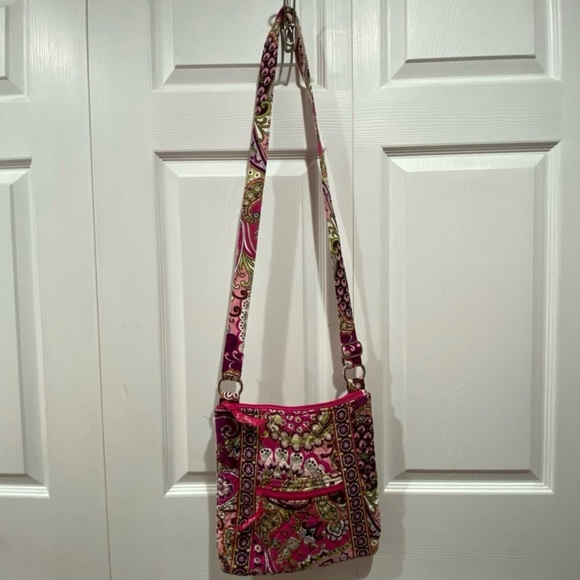 VERA BRADLEY Hipster Crossbody Satchel Bag Pink Very Berry Paisley Pattern - Picture 4 of 12